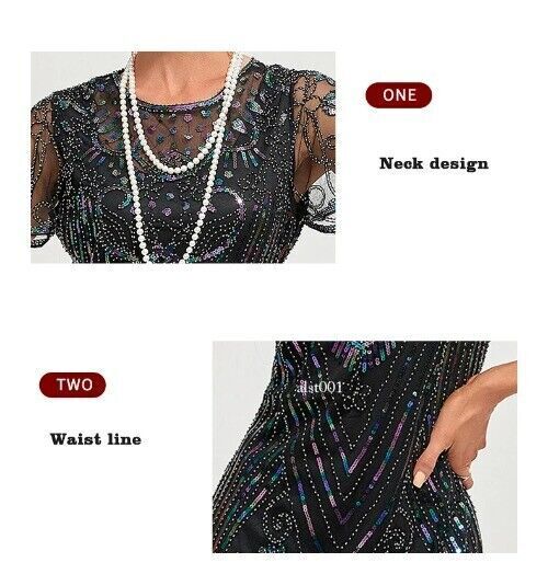 1920s Flapper Dress Women’s Great Gatsby Color Sequin Tassel 20s Party Dress
