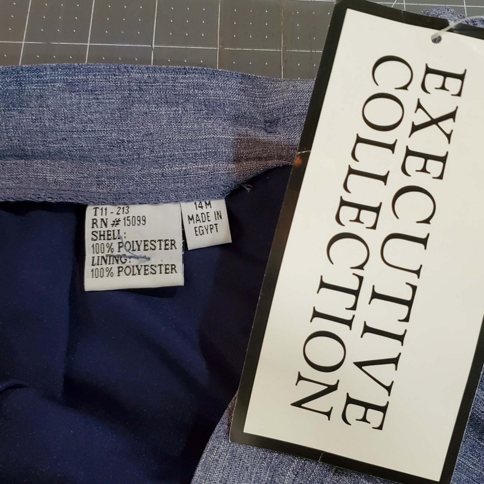 Vintage 90s Pencil Skirt Womens Size 14 Executive Collection Blue Career
