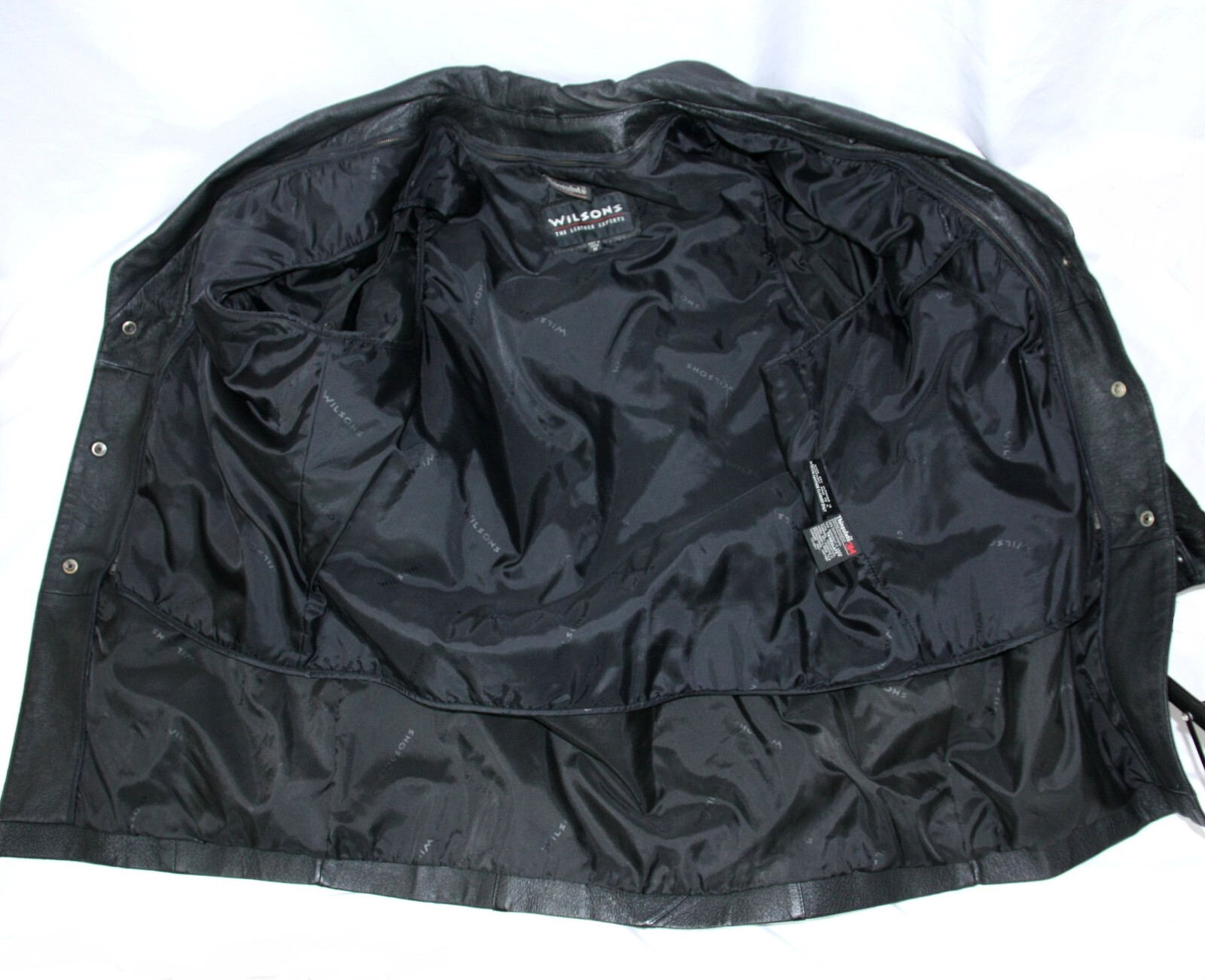Vintage Wilsons Leather Paisley Dolman Sleeve Thinsulate Overcoat Coat Black M