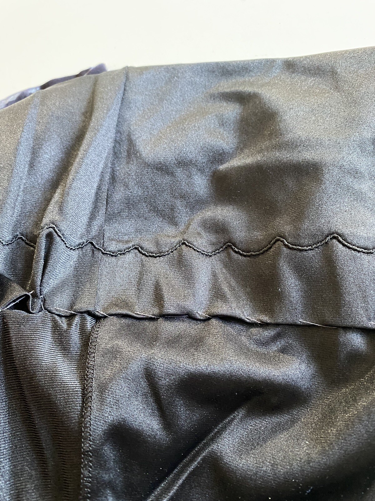 Vtg 1940s Sears Black Slip Short 32 Nylon Adjustable Straps Stretch See Hem XS