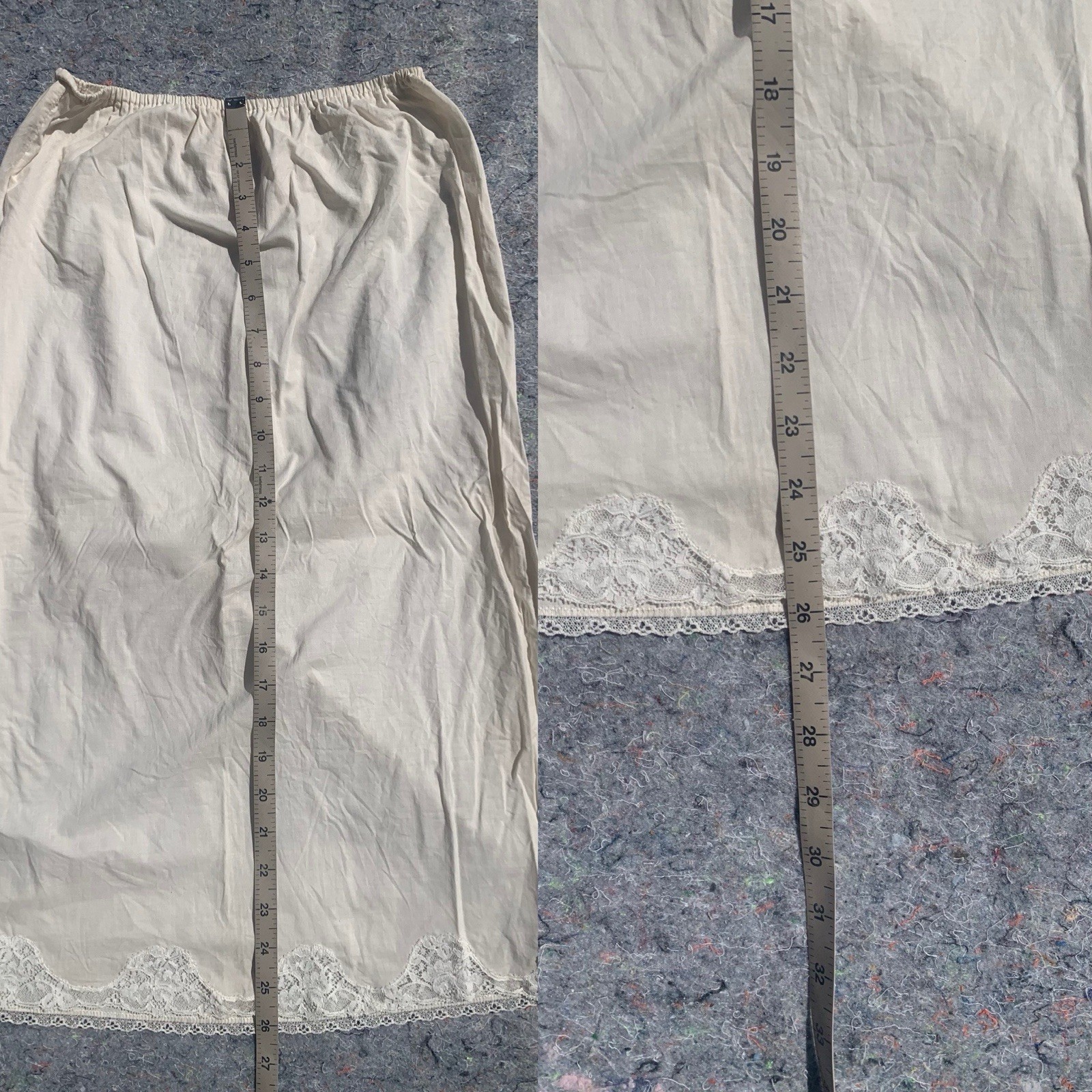Adorable vintage 70s does Edwardian cream cotton casual skirt w/ lace trim