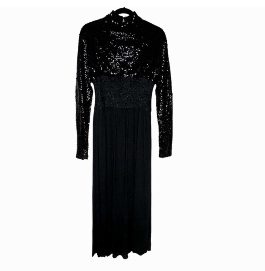 Pat Sandler vintage 1960’s 70’s long black sequin Elegant Evening Long gown