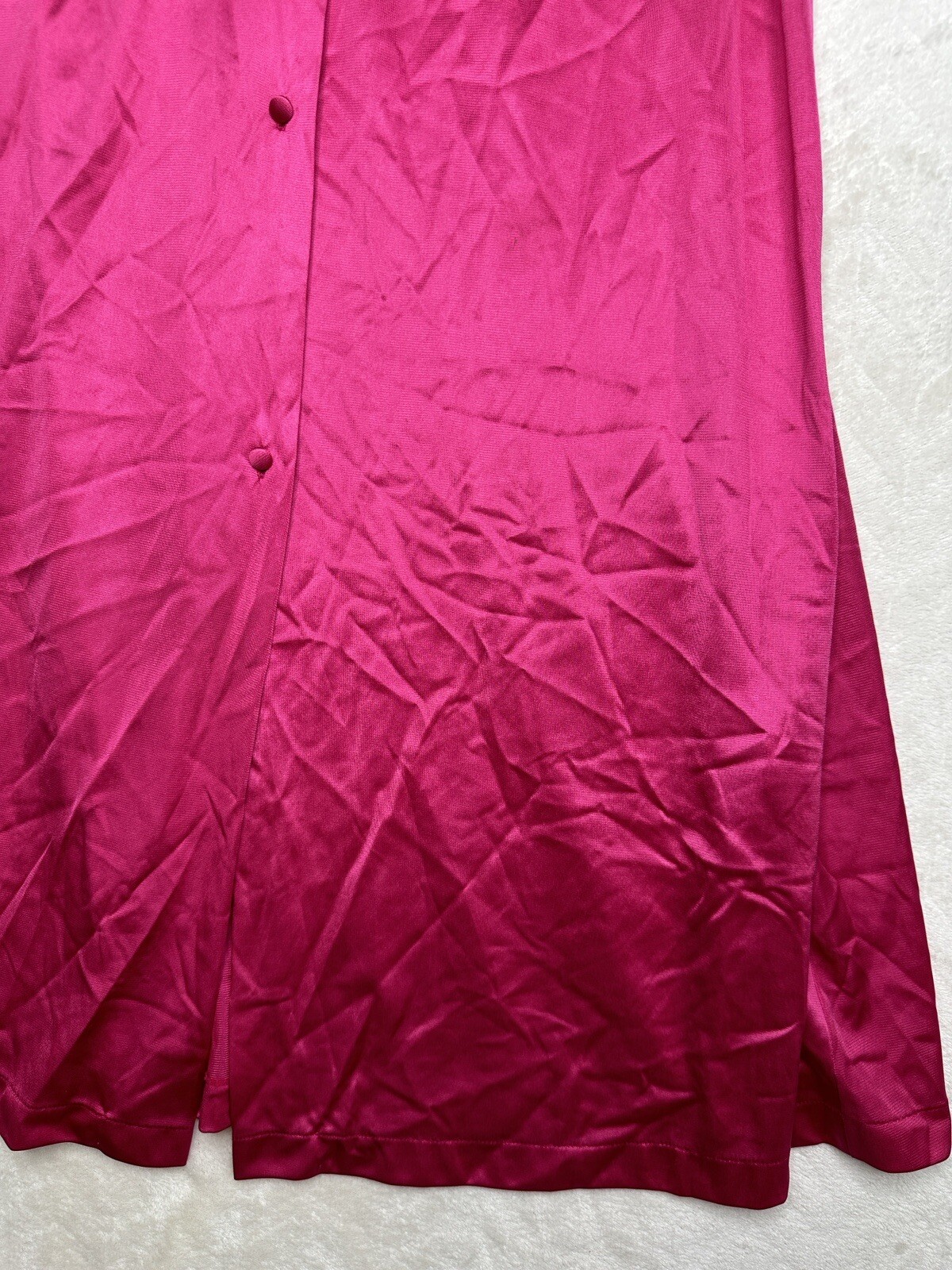 Vintage Vanity Fair Nightgown Size Small Magenta Pink Long Embroidery Button Up