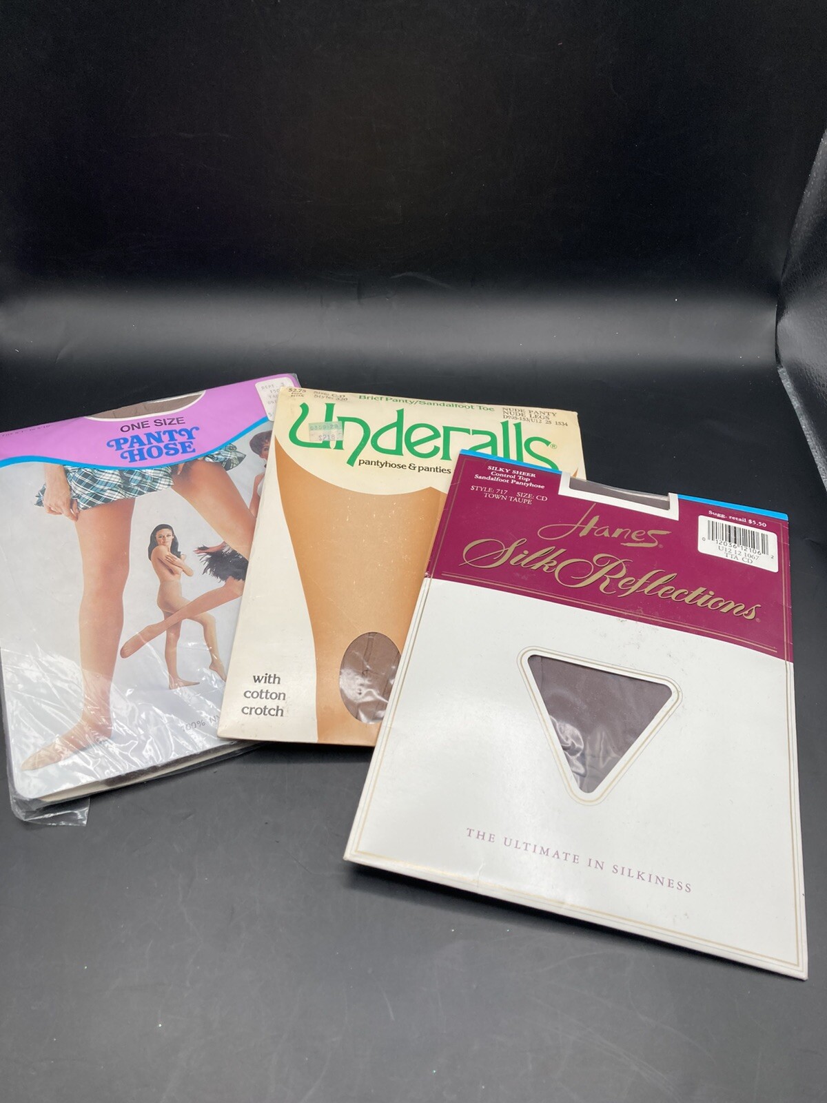 NOS Vintage Pantyhose Assorted Lot of 3 Taupe Nude Underalls Hanes Size C-D