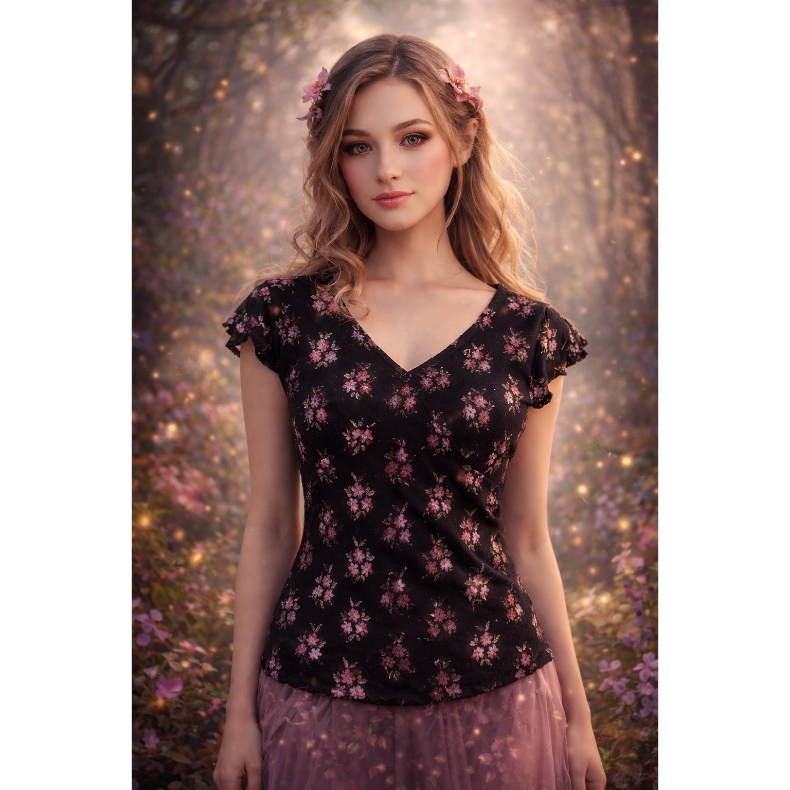 Y2K Fairy Grunge S Babydoll Floral Mesh Top Romantic Whimsigoth Coquette Witchy
