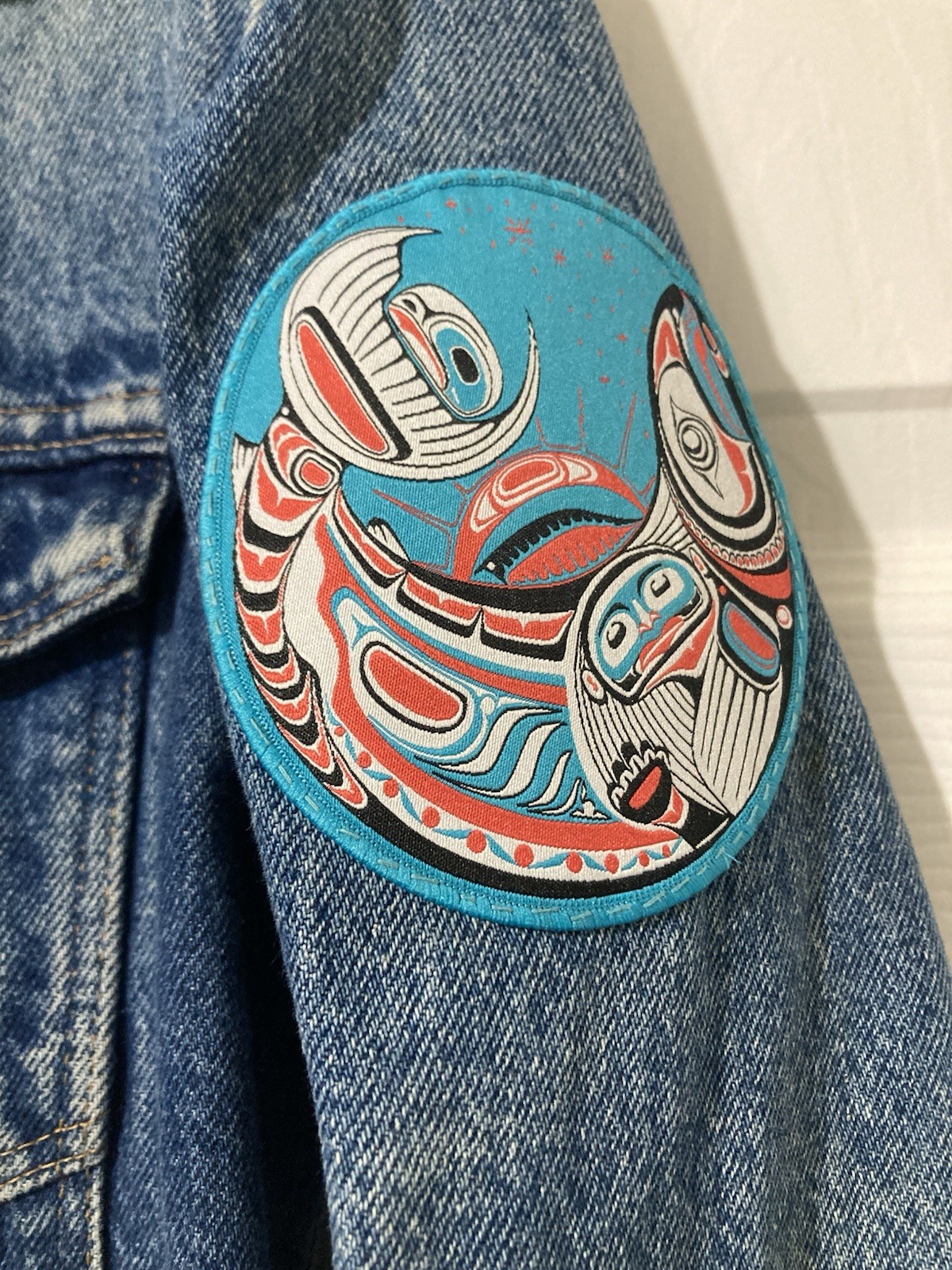 Vintage Women’s 80’s Rustler Denim Jean Jacket Size Small Blue Embellished