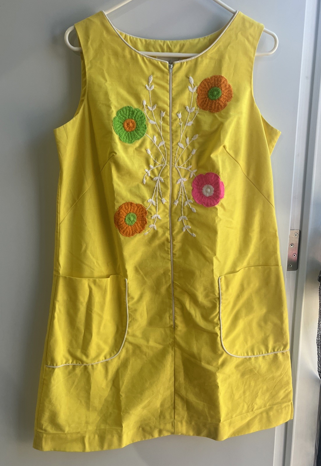 VTG 60s/70s Cotton Dress/Lisa Smock by Lisanne Women’s Size M/L Yellow Floral