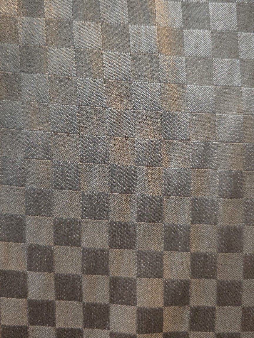 Vintage Matte & Shiny Gold Checkered Blouse With Tie – Size L