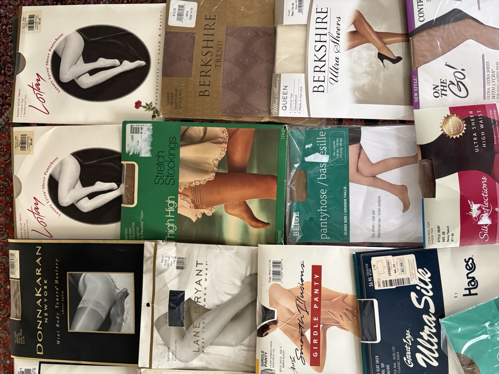 Lot of 27 Pairs of Vintage Pantyhose And Thigh High Mixed Colors Sizes Styles