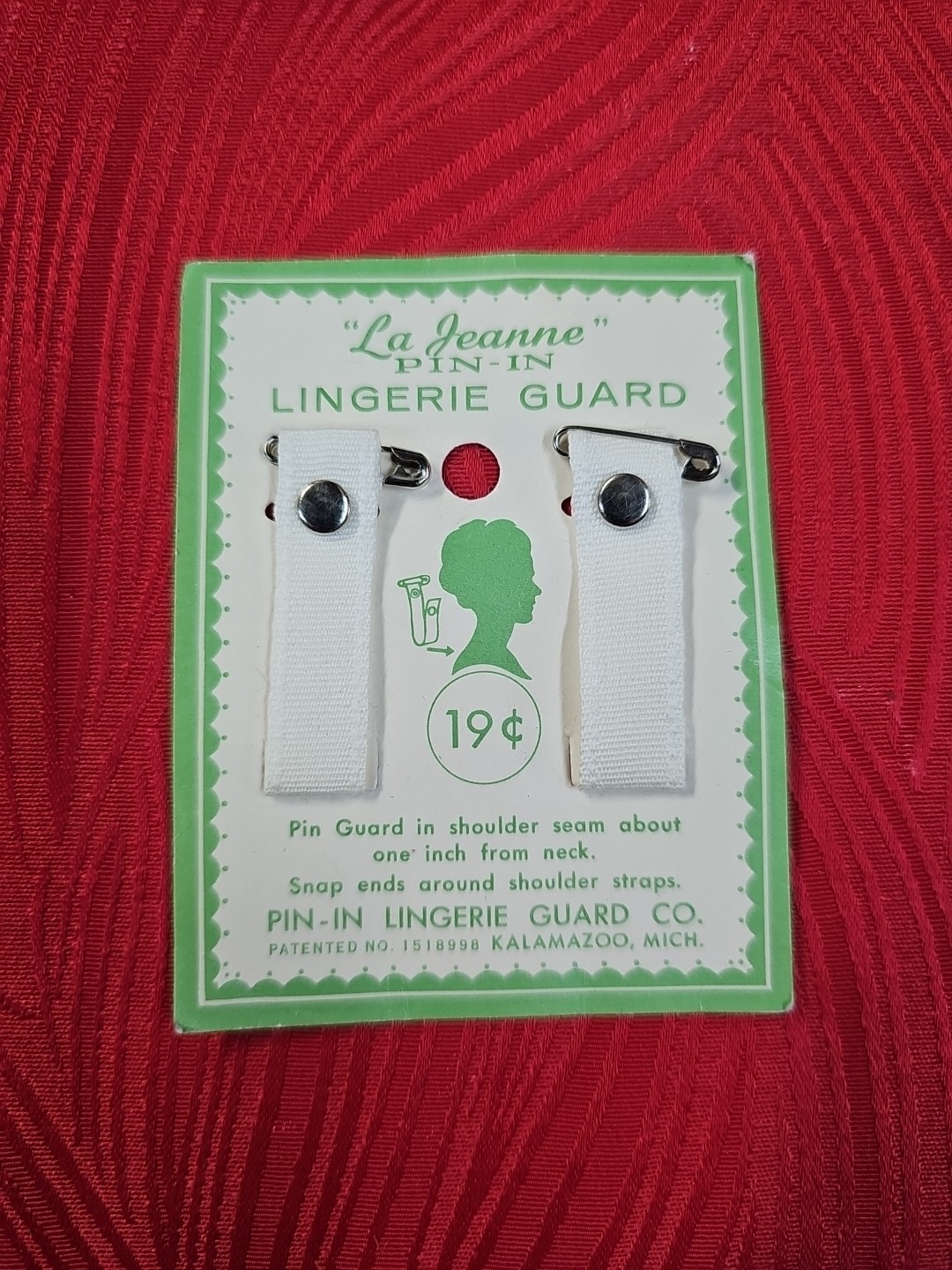 Vintage La Jeanne Pin-In Lingerie Guard One Pair White 100% Cotton USA