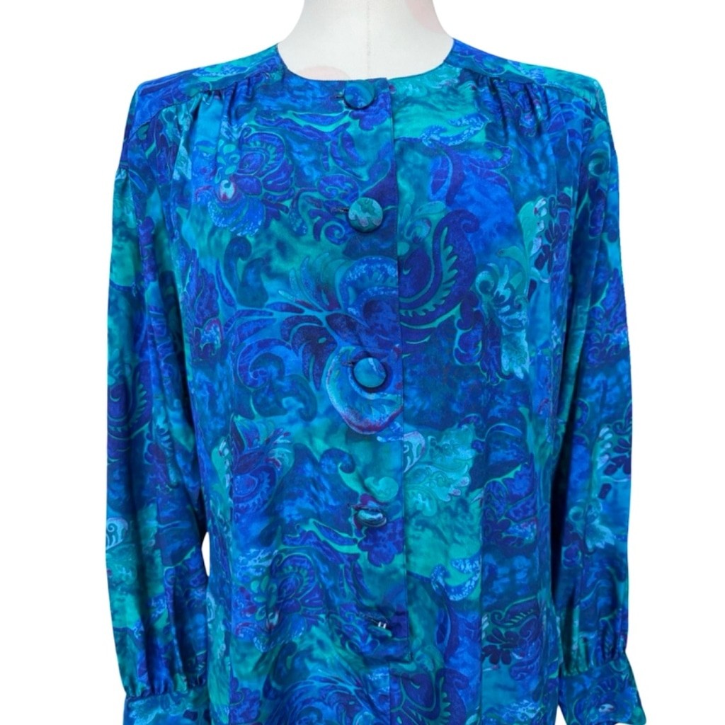 Vintage 90’s Floral Print Dress- Golden Girls-Blue – 10
