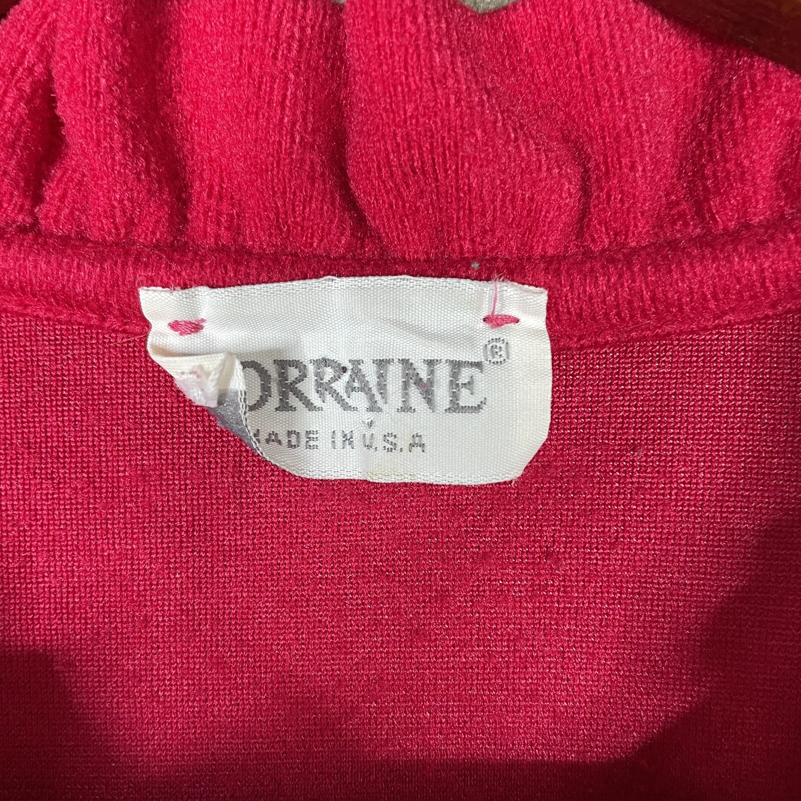 Vtg 60s Hot Pink Magenta Lorraine Warm Nightgown 3/4 Sleeve Grandmas Nightshirt