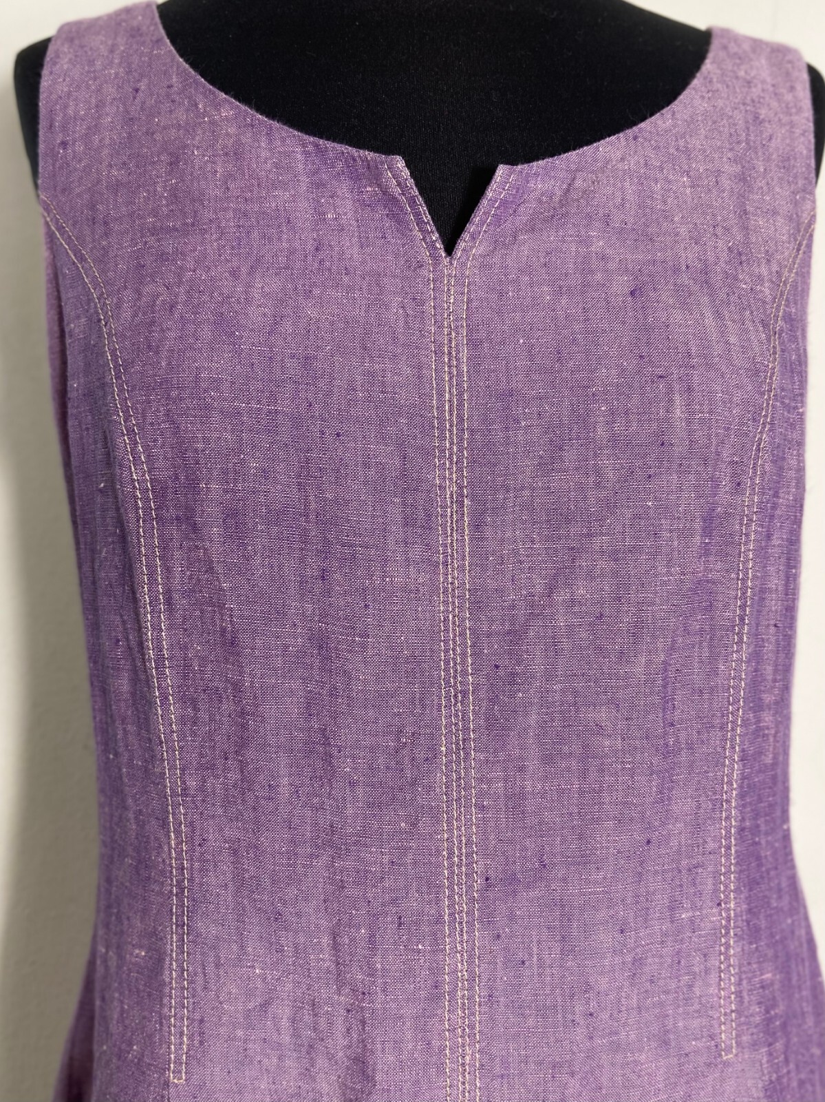 Women’s Vintage Lilac Linen Dress | Simple Summer Shift Dress | Size EU 40