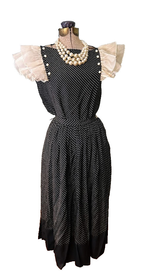 RARE 1970s Valentino by Jack Mulqueen Silk Blouse Skirt Set Organza Ruffle