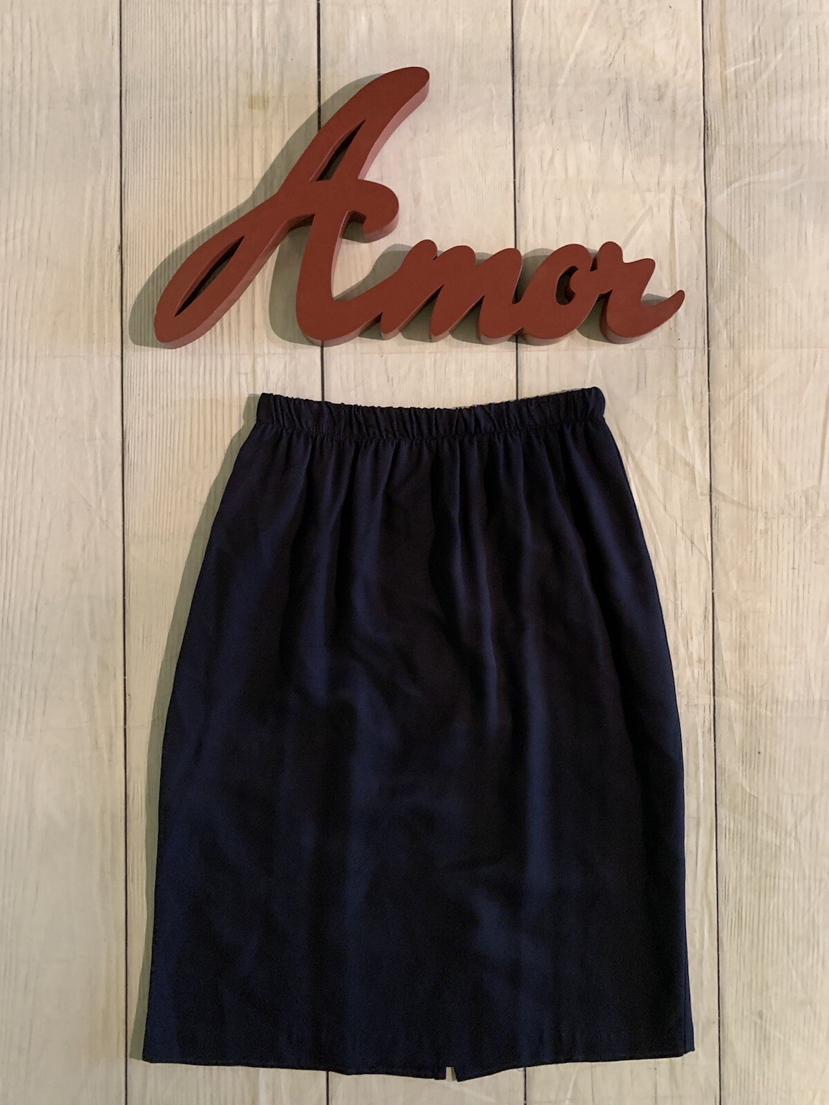 Vintage Michael Blake Navy Blue & Ivory 2pc Secretary Skirt Suit Set
