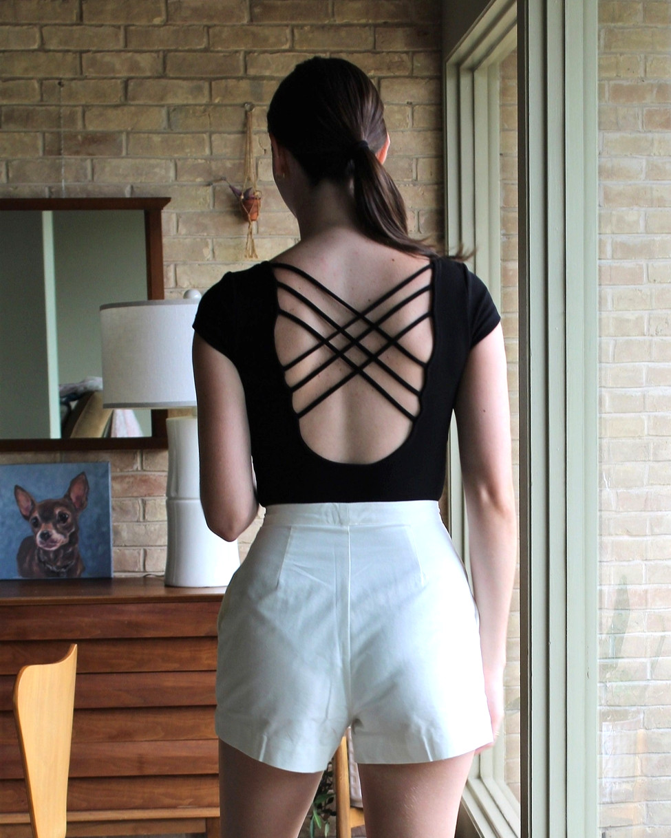 Vintage 90s Charlotte Russe Low Back Bodysuit XS Women Black Stretch