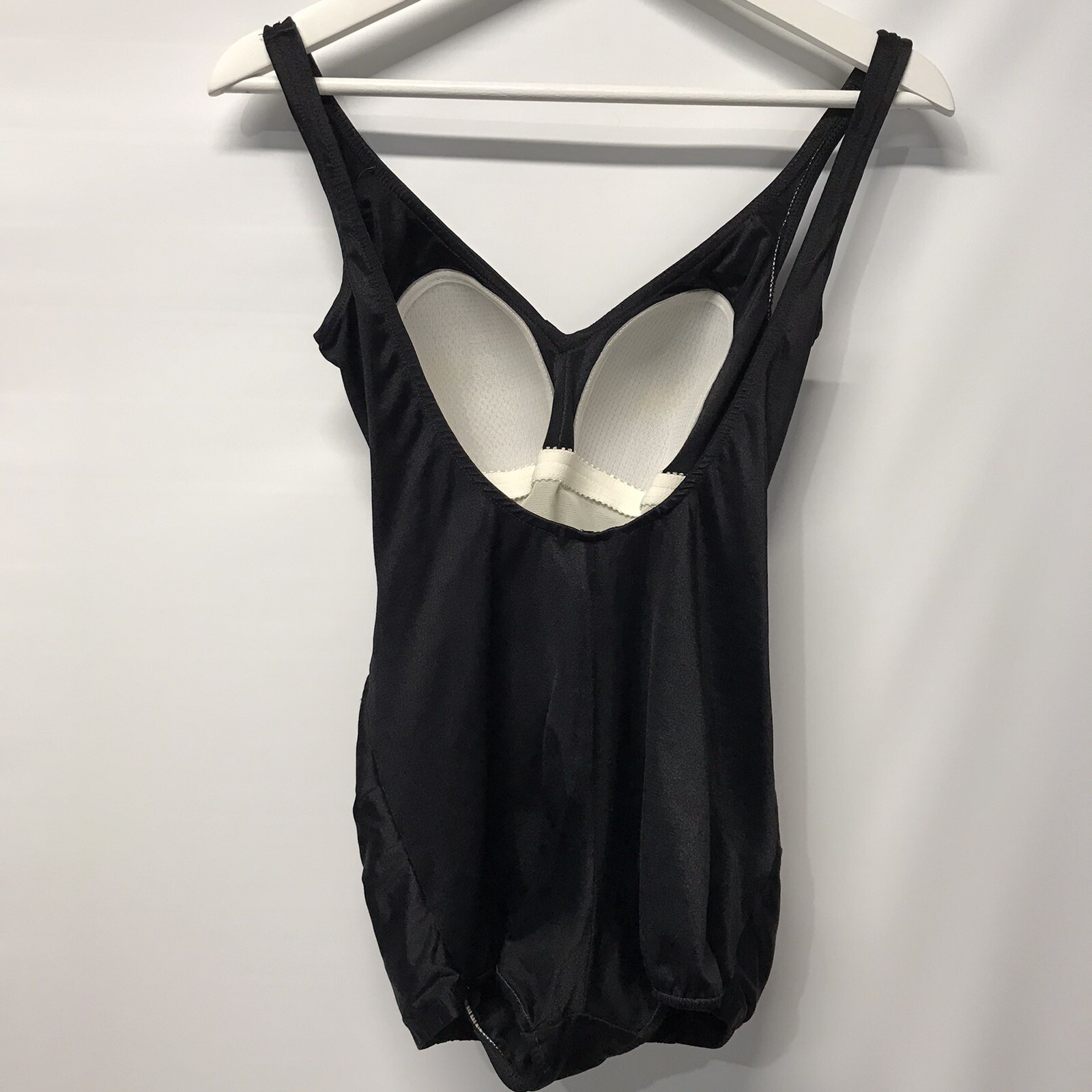 Vintage One PC Pin Up Style Black Bathing Suit Swimsuit Tummy Panel Padded SM