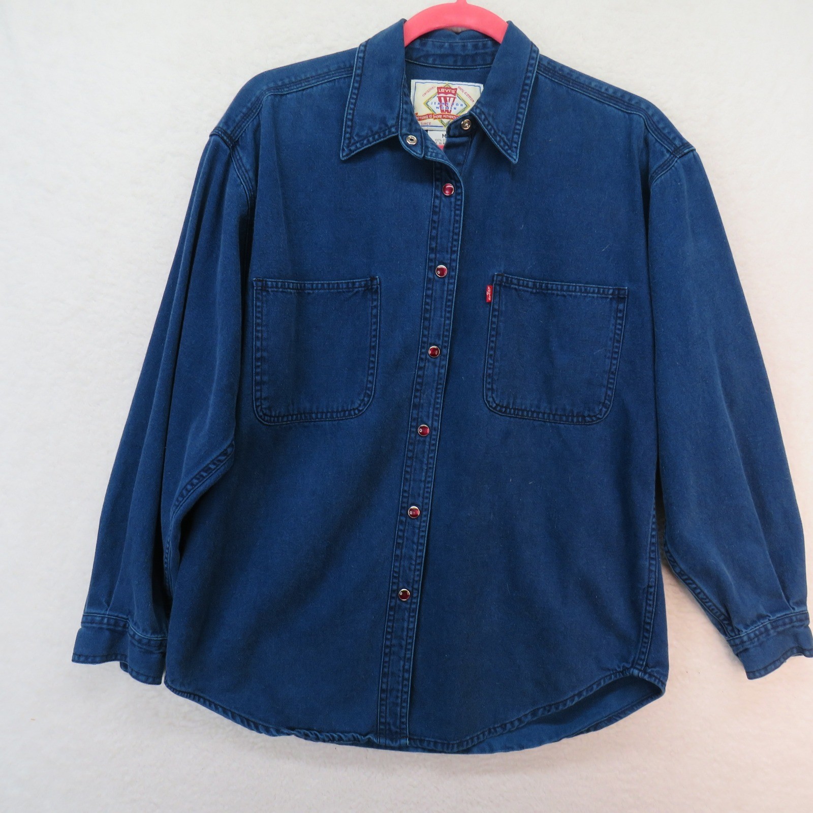 Vintage 1994 Levis Jeans for Women Denim Button Down Shirt Indigo Blue M