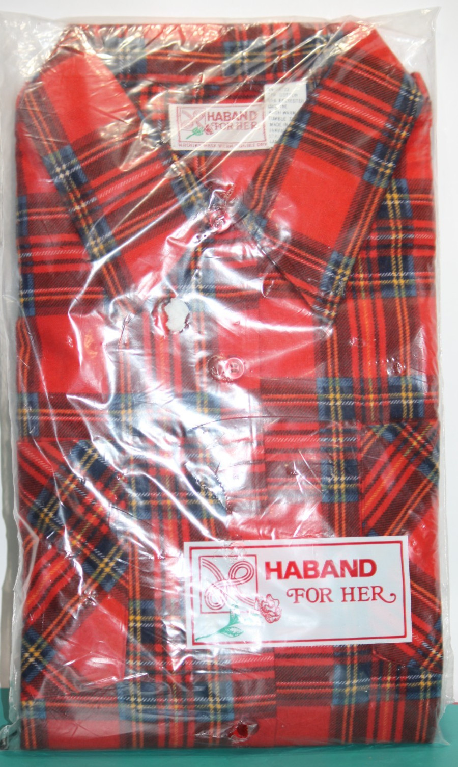 NIP Vintage 70’s 80’s Haband For Her Red Plaid Shirt LARGE Jamaica NEW
