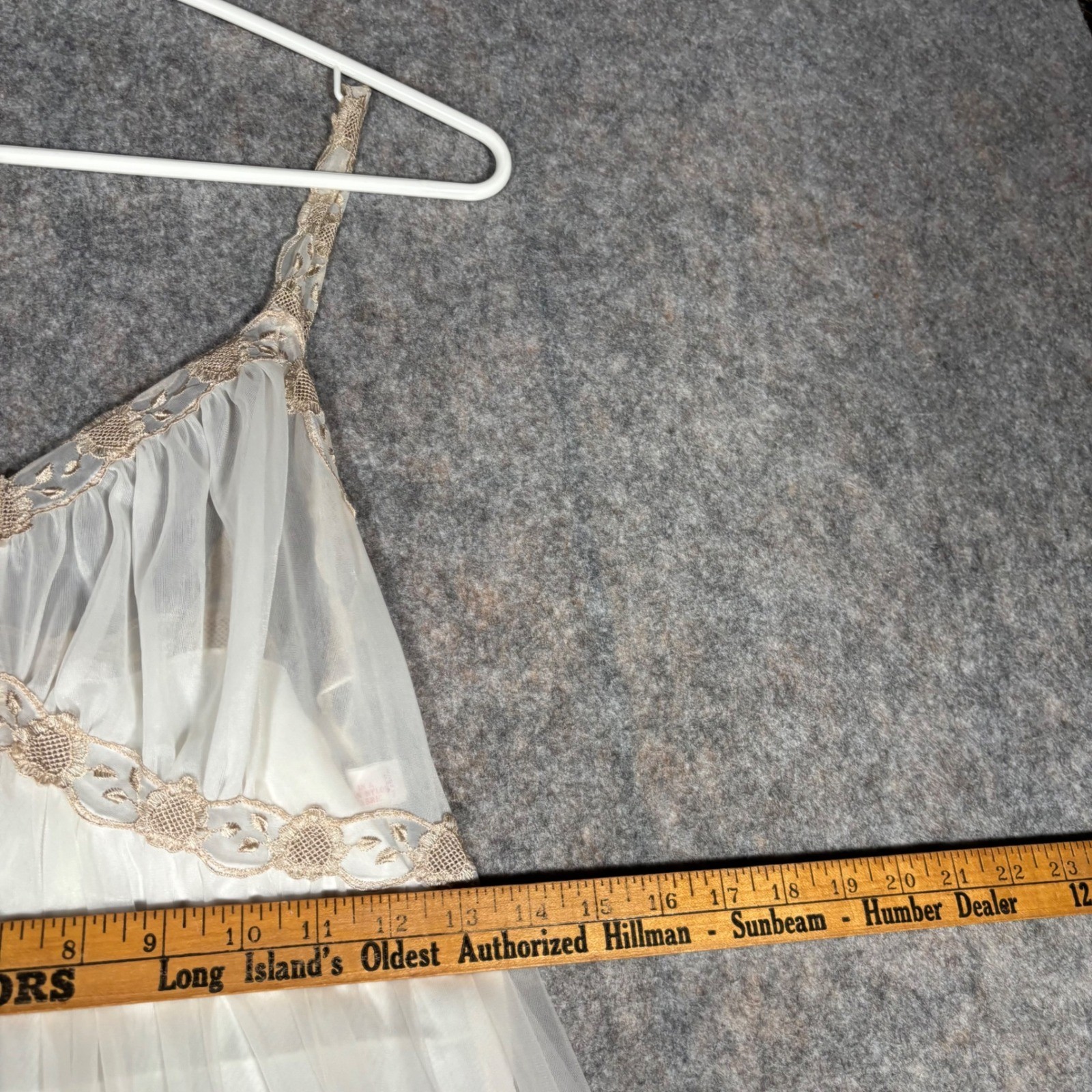 Seamprufe Nightgown Womens 34 White Vintage Lace Sheer Mesh Empire Waist Nightie
