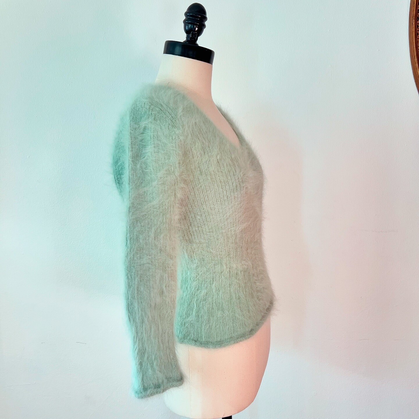 FLUFFY MINT GREEN 90s 1990’s Vintage Retro Grunge Fairycore Angora Sweater M