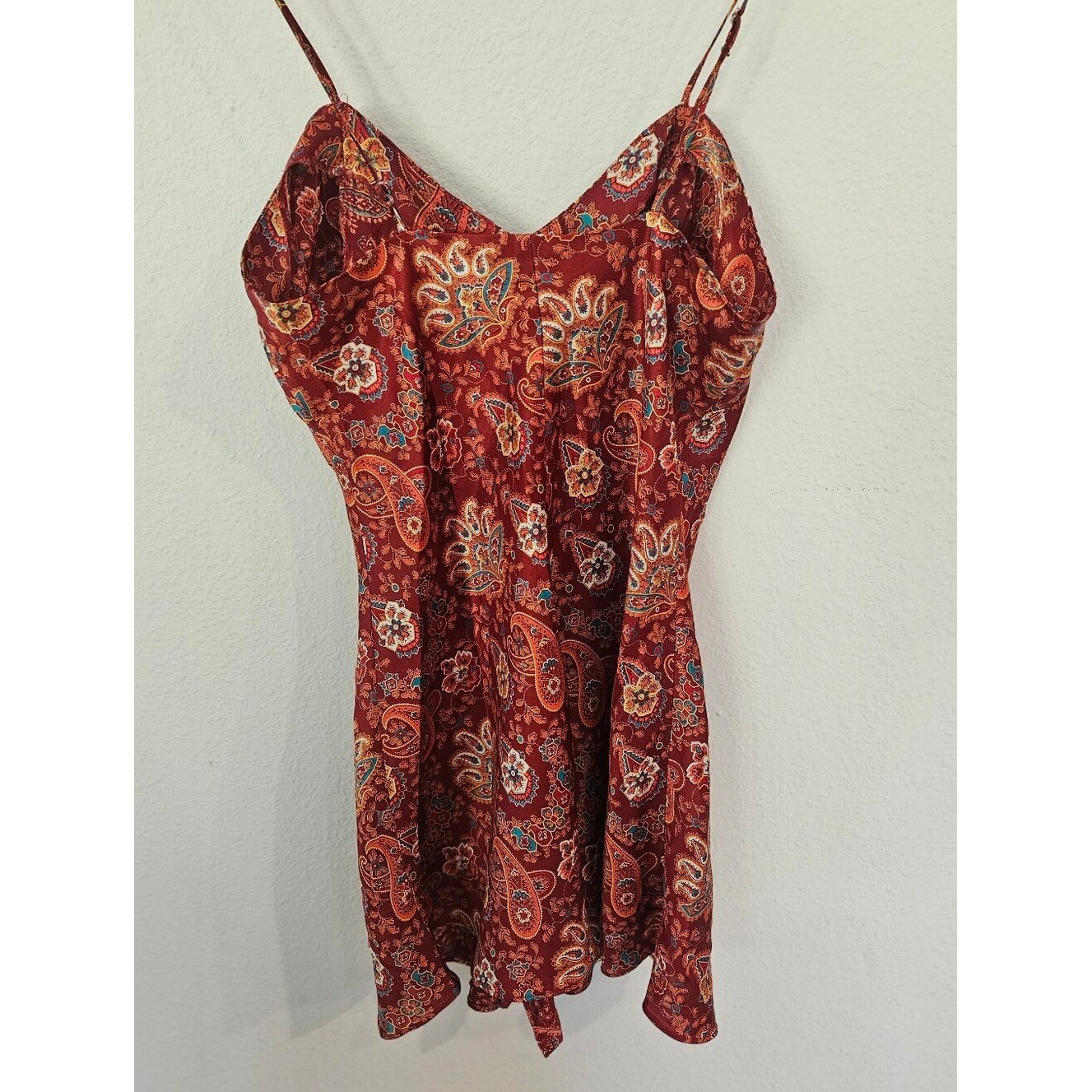 Vintage Cacique Lingere Red Paisley Playsuit Romper