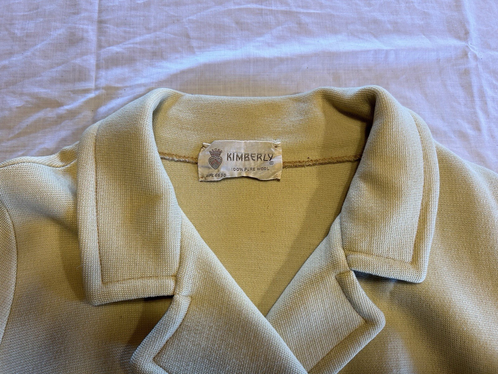 Striking Vintage 50s 100% Wool Butter Yellow Dress & Jacket Set 1950s Dress Suit