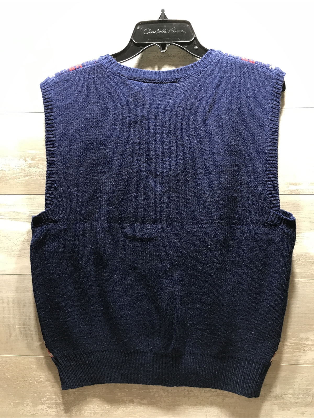 Country Suburbans Sz M Sweater Vest Blue Red Multicolored Vintage Retro