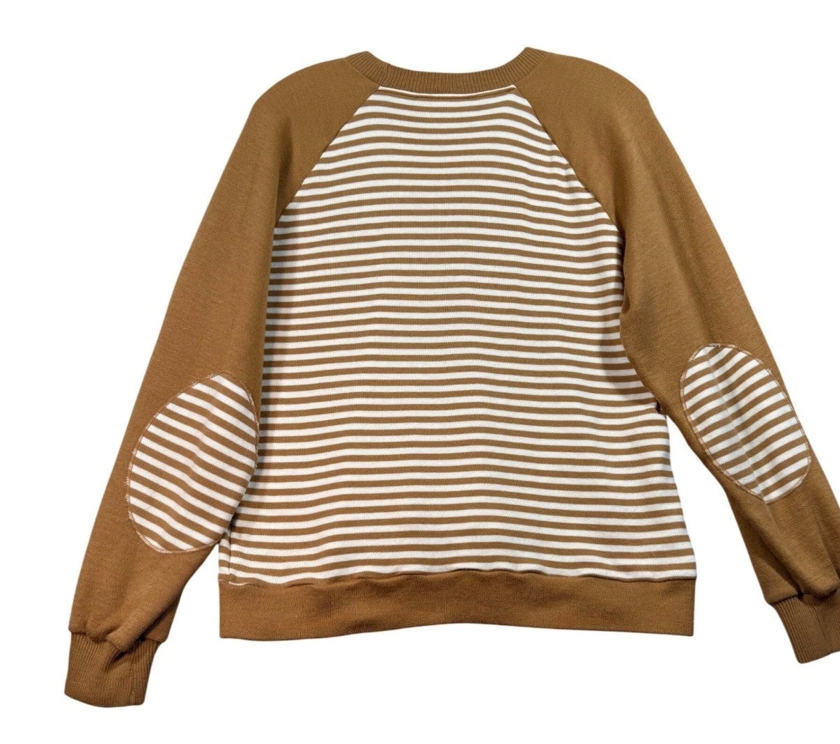 VTG JCPenney Striped Sweater Elbow Patch Brown White Preppy Japan L 70s 80s