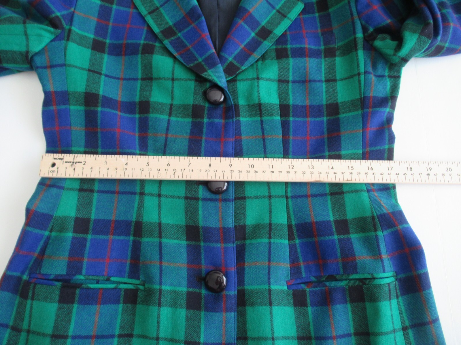 VTG Giorgio Sant’ Angelo Collectible Gold Plaid Wool Blazer Sz 10/12 M/L Multi