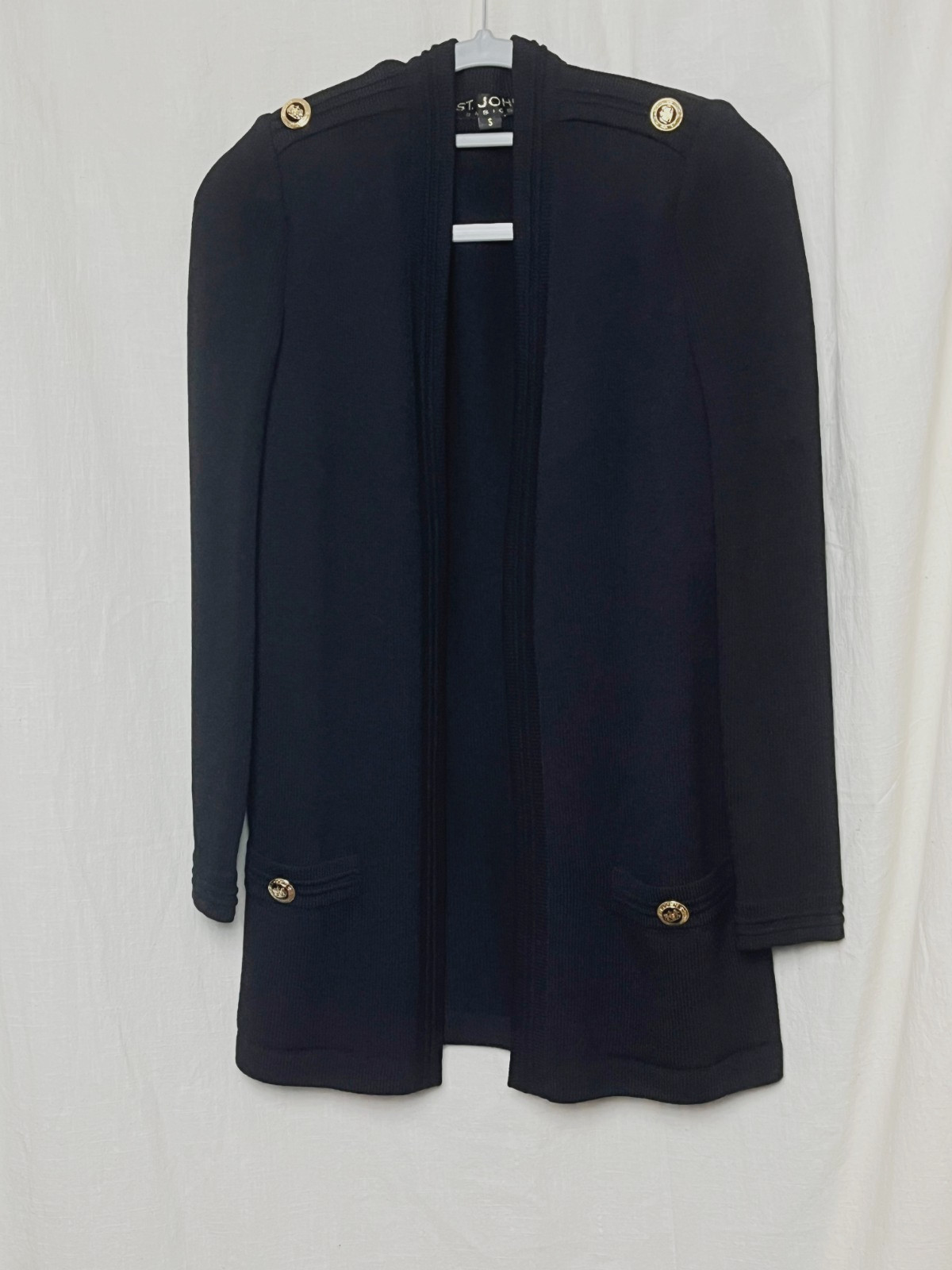 ST. JOHN BASICS Black Santana Knit OPEN FRONT Blazer/Cardigan SMALL
