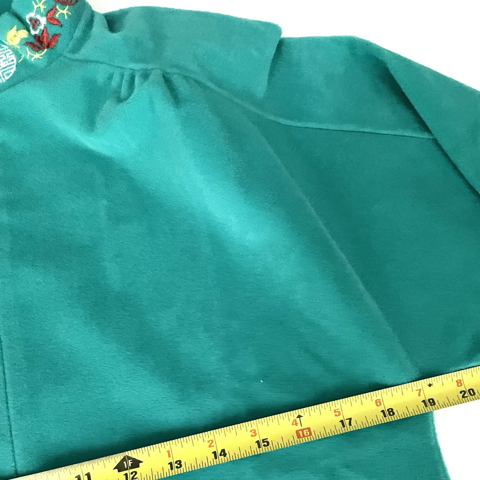 VTG Vanity Fair Shevelva Jungle Jade Short Embroidered Dressing Gown Fits XS/S