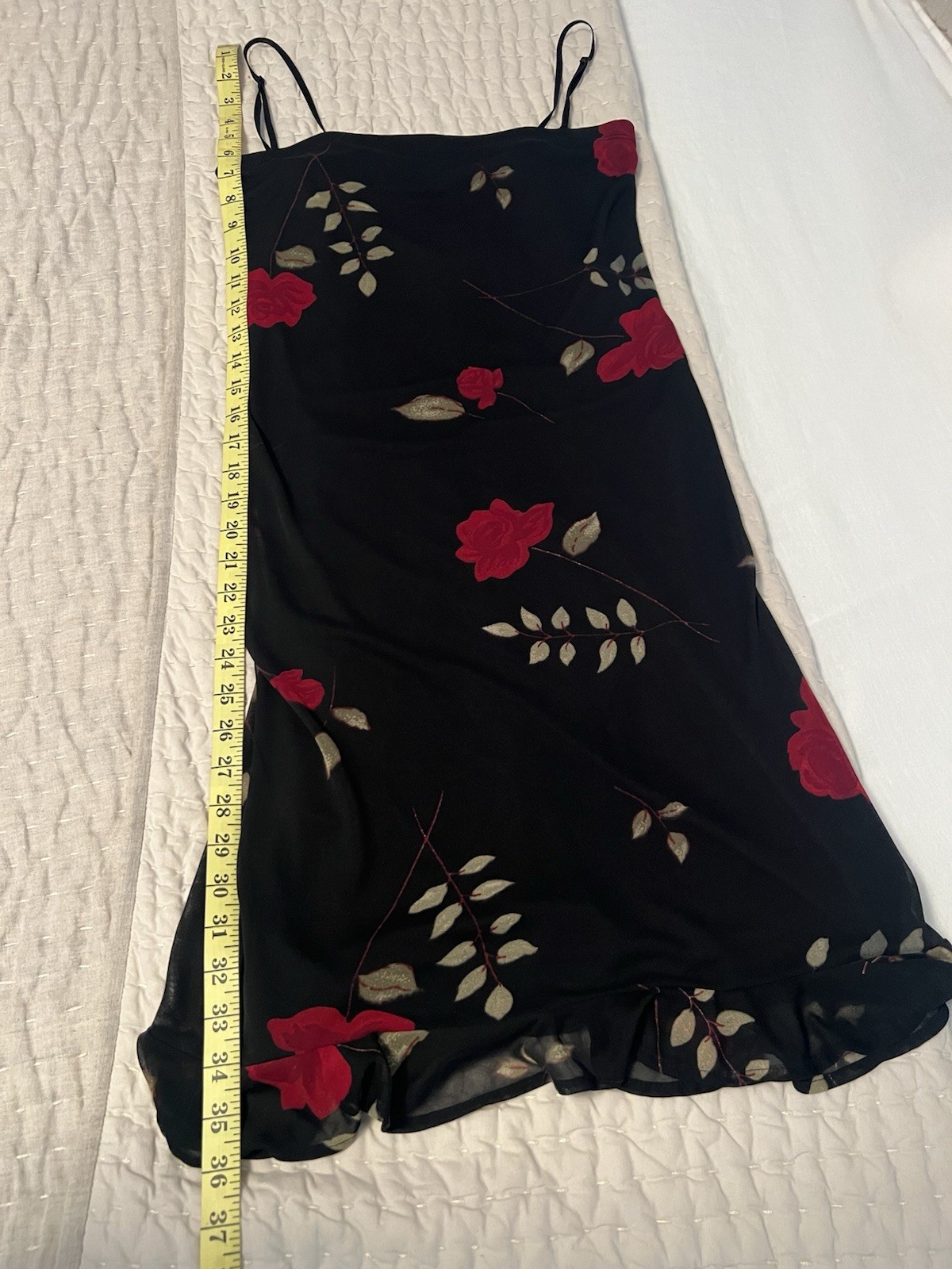 Vintage InG International Newport Group Large Spaghetti, Straps Black Red Roses