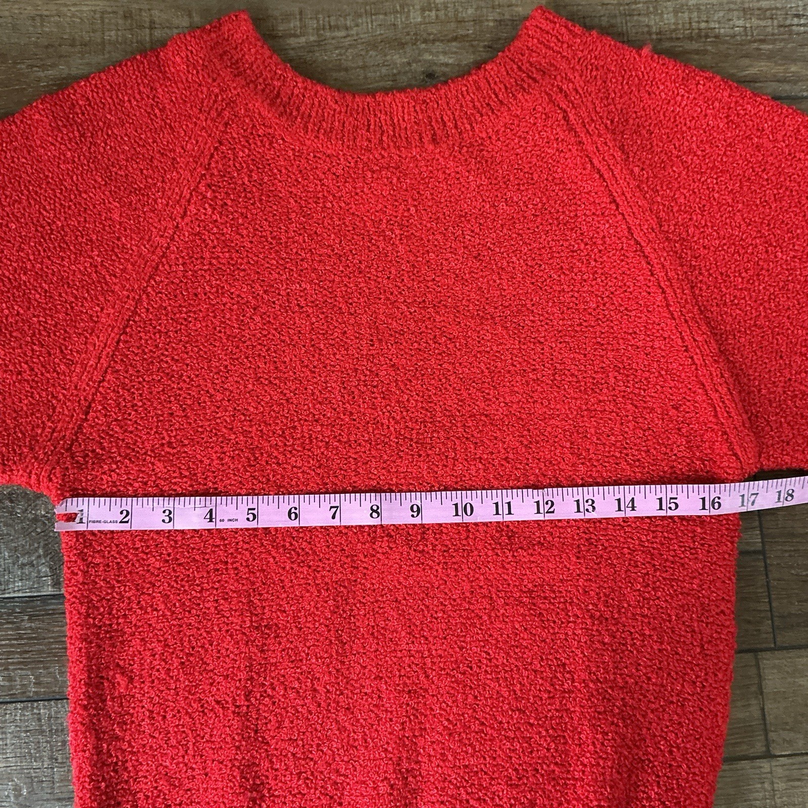 VINTAGE Beldoch Popper Red Boucle Sweater Womens Sz S Raglan Textured Knit #55D8