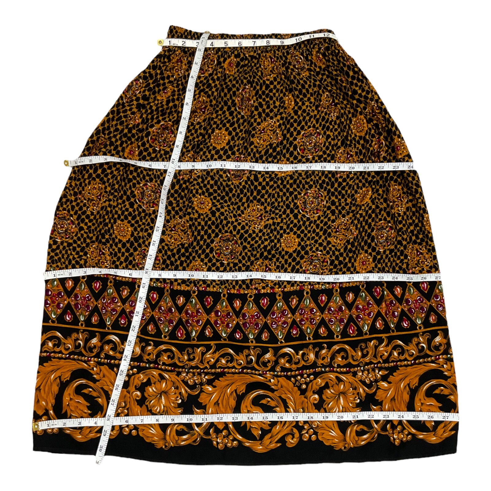 Touche L. A. Women’s Vintage Black Printed Midi Pleated Skirt Plus Size Medium.
