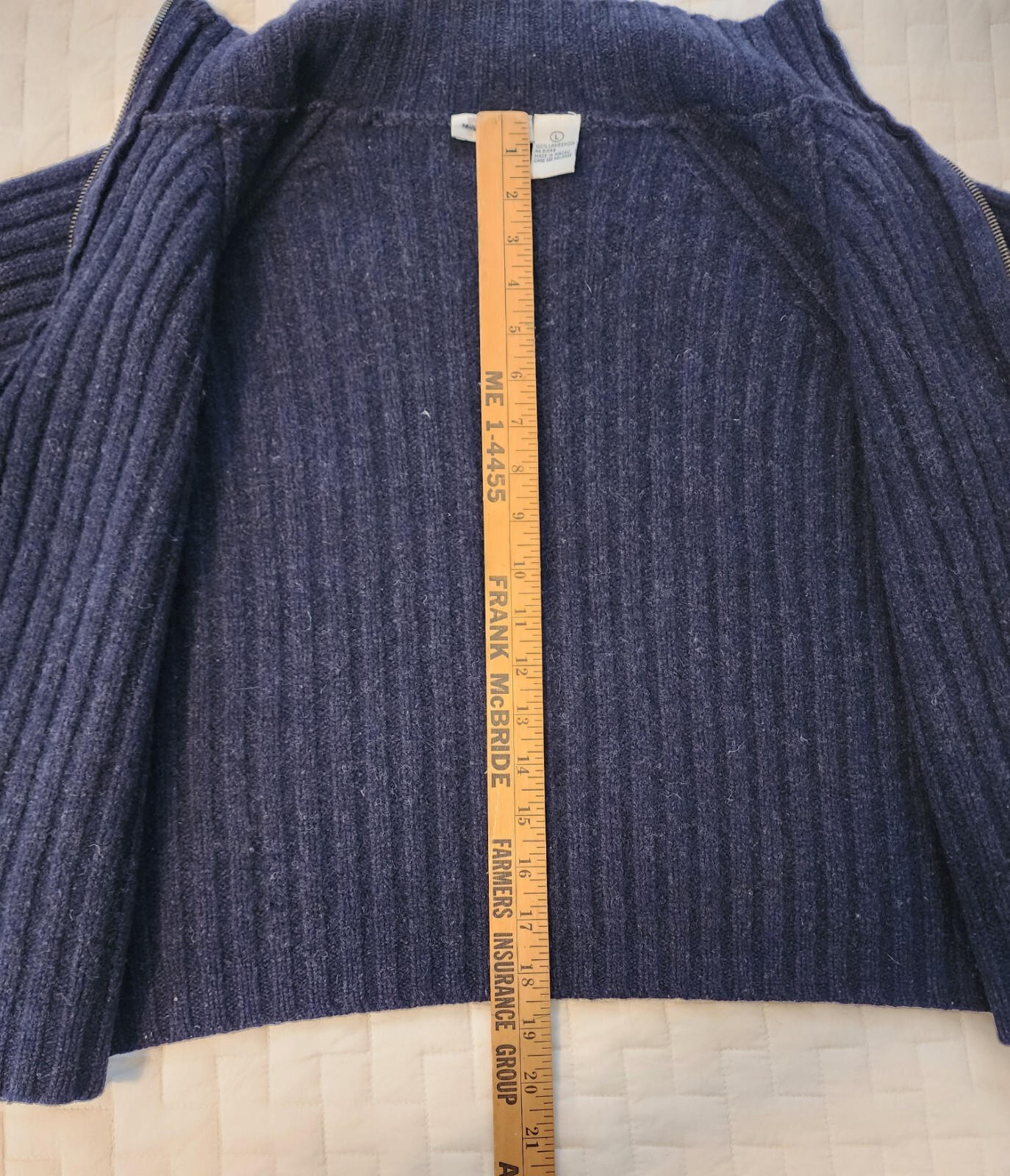 Paul Harris Design 100% Lambswool Size Large Sweater Blue Long Sleeve Vintage