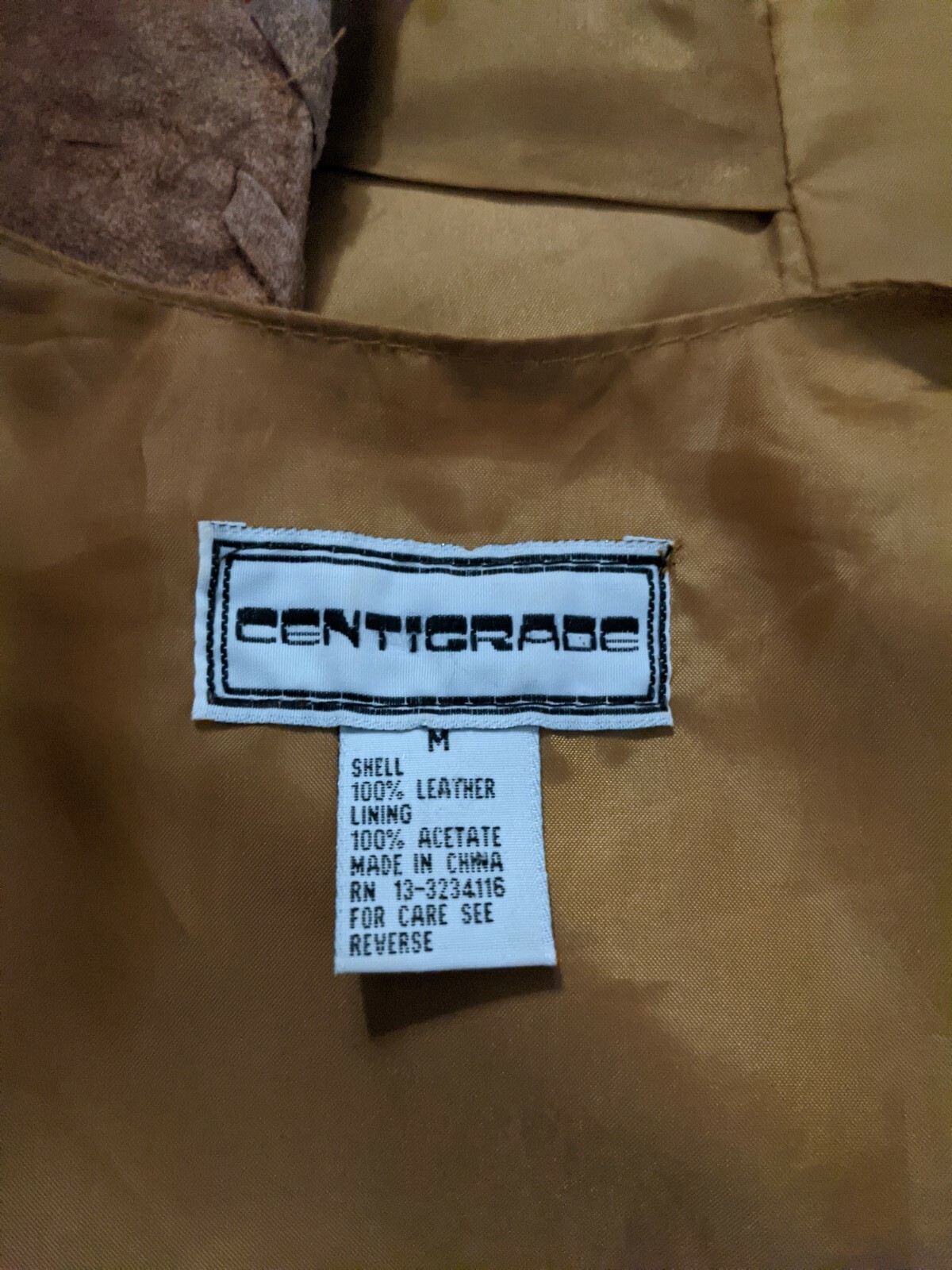 VTG Centigrade 100% Leather Suede Camel Brown Vest Cowboy Western Sz Medium M