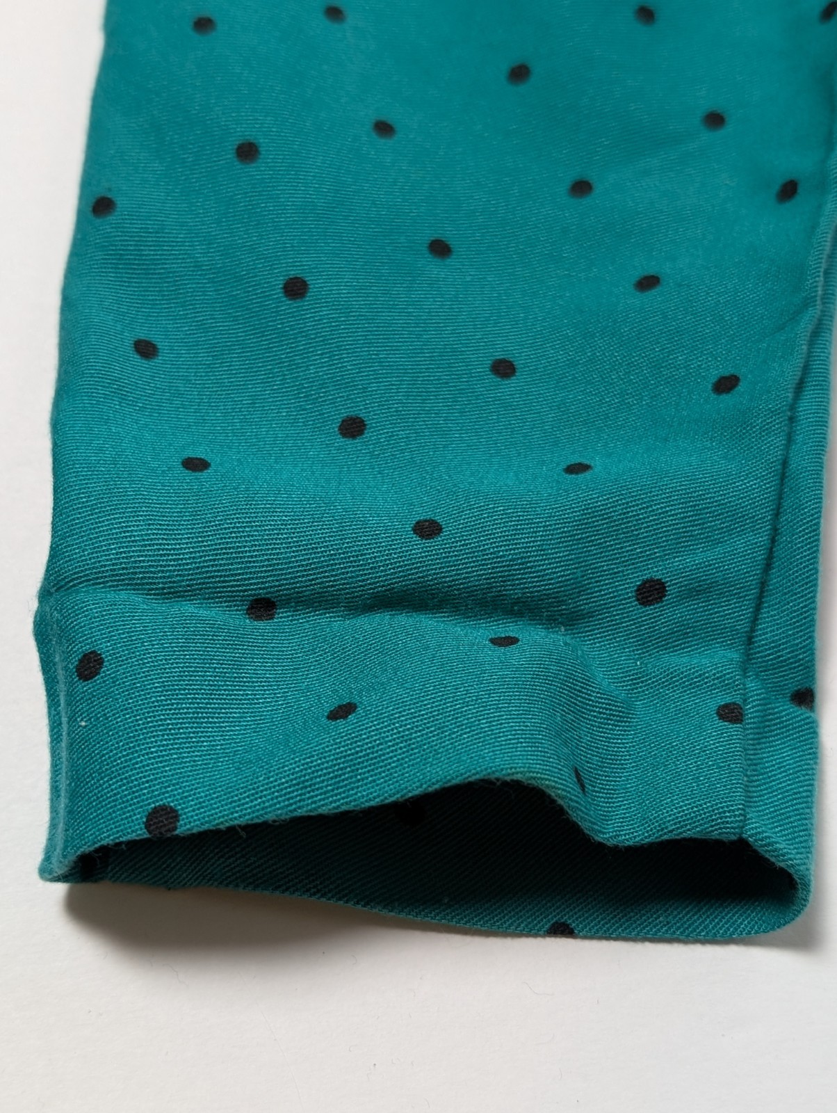 Vtg. 1980’s Women’s Rabbit Designs Belted Green/Black Polka Dot L/S Dress Size 8