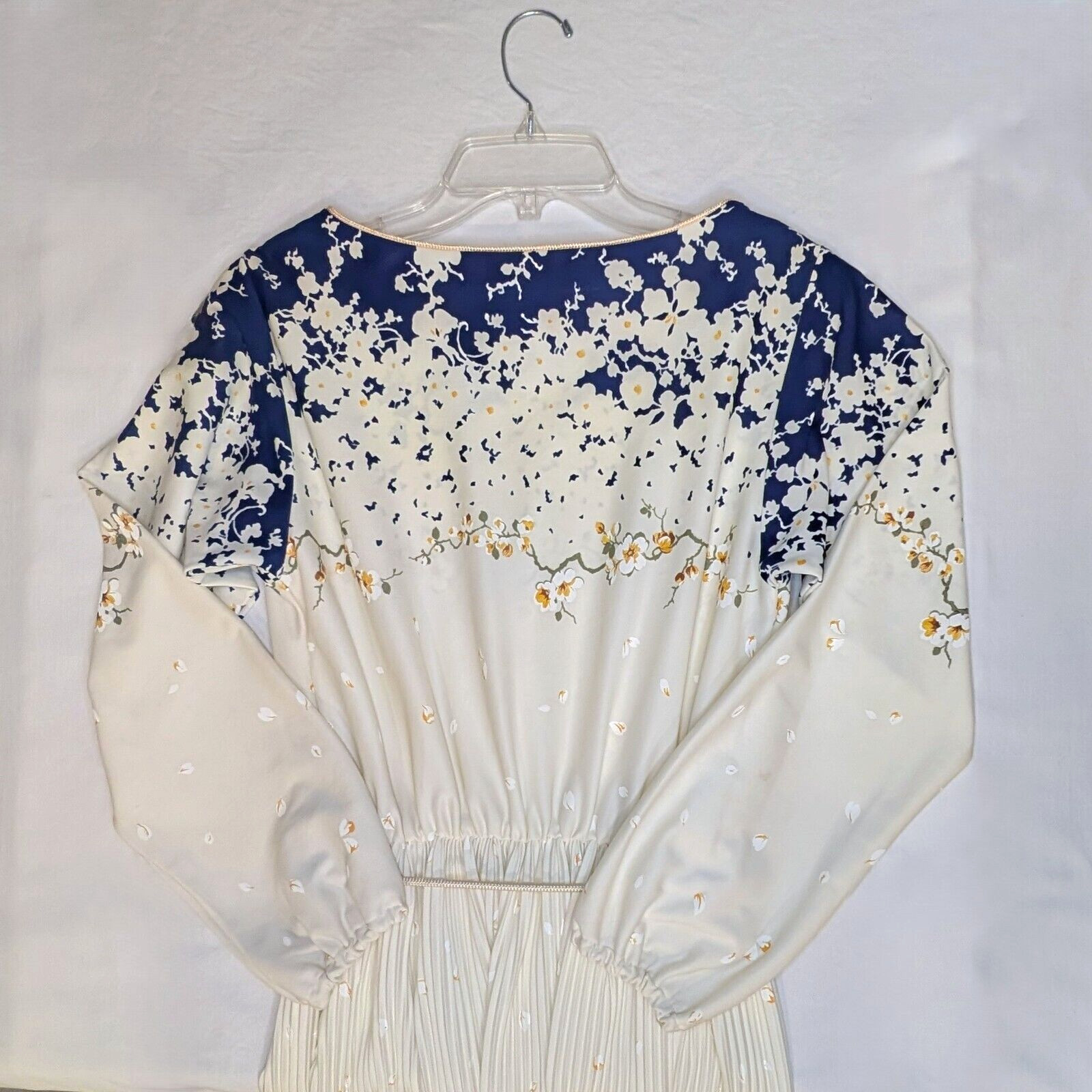 Family Fashions by Avon Floral Cream & Blue Dress Vintage 1970s Size 11/12