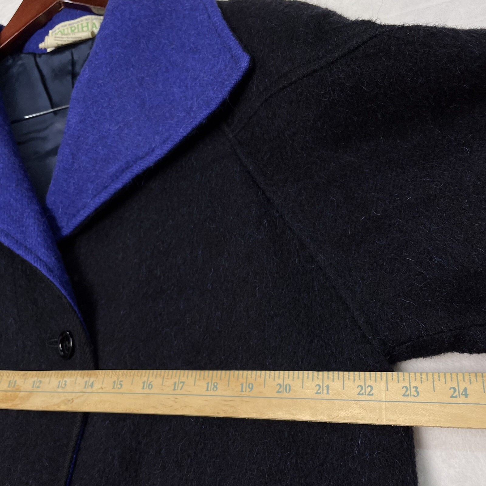 Vintage Jimmy Hourihan of Dublin Ireland Alpaca Wool Coat Maxi Duster Black Blue