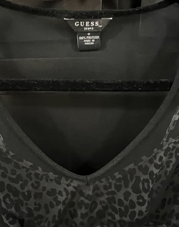 RARE Guess Vintage Y2K Black Sheer Leopard Mesh Slip Dress – Size: Small