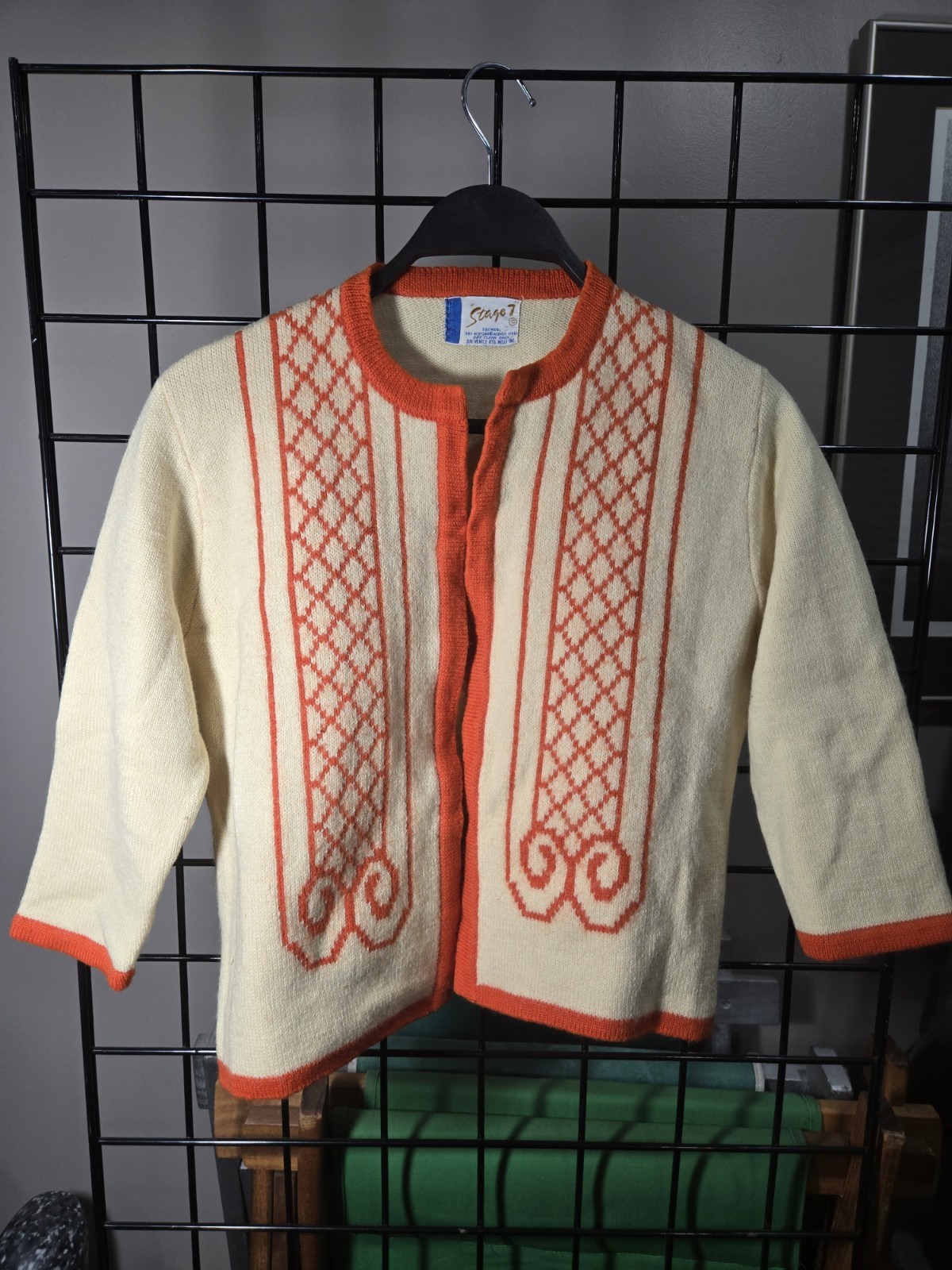 Vintage Stage 7 Cardigan 50s 60s Wool Acrylic Sweater Size Small Womens Rare