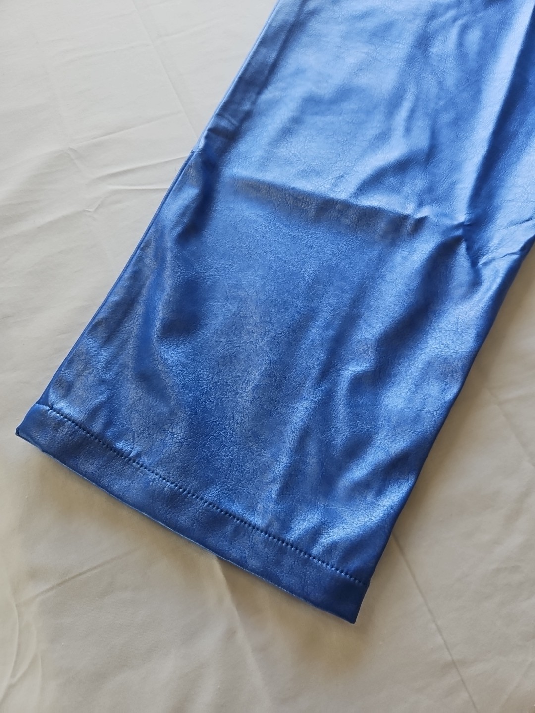 Vintage ROAMAN’S PVC Pants 80s Faux Leather Women’s H2 28/30 Inch Waist Blue