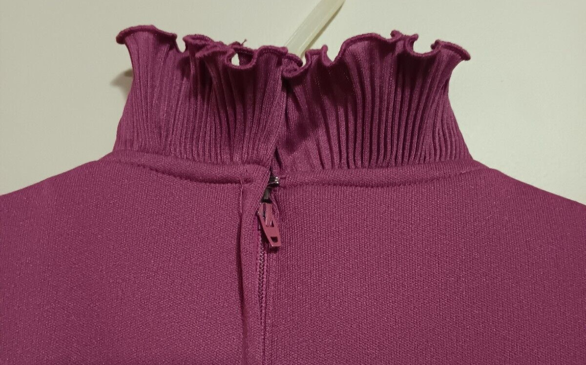 VTG 1970s Mauve Pleated Dress Knit Disco Purple Accordion Pleat Maxi Plus XL