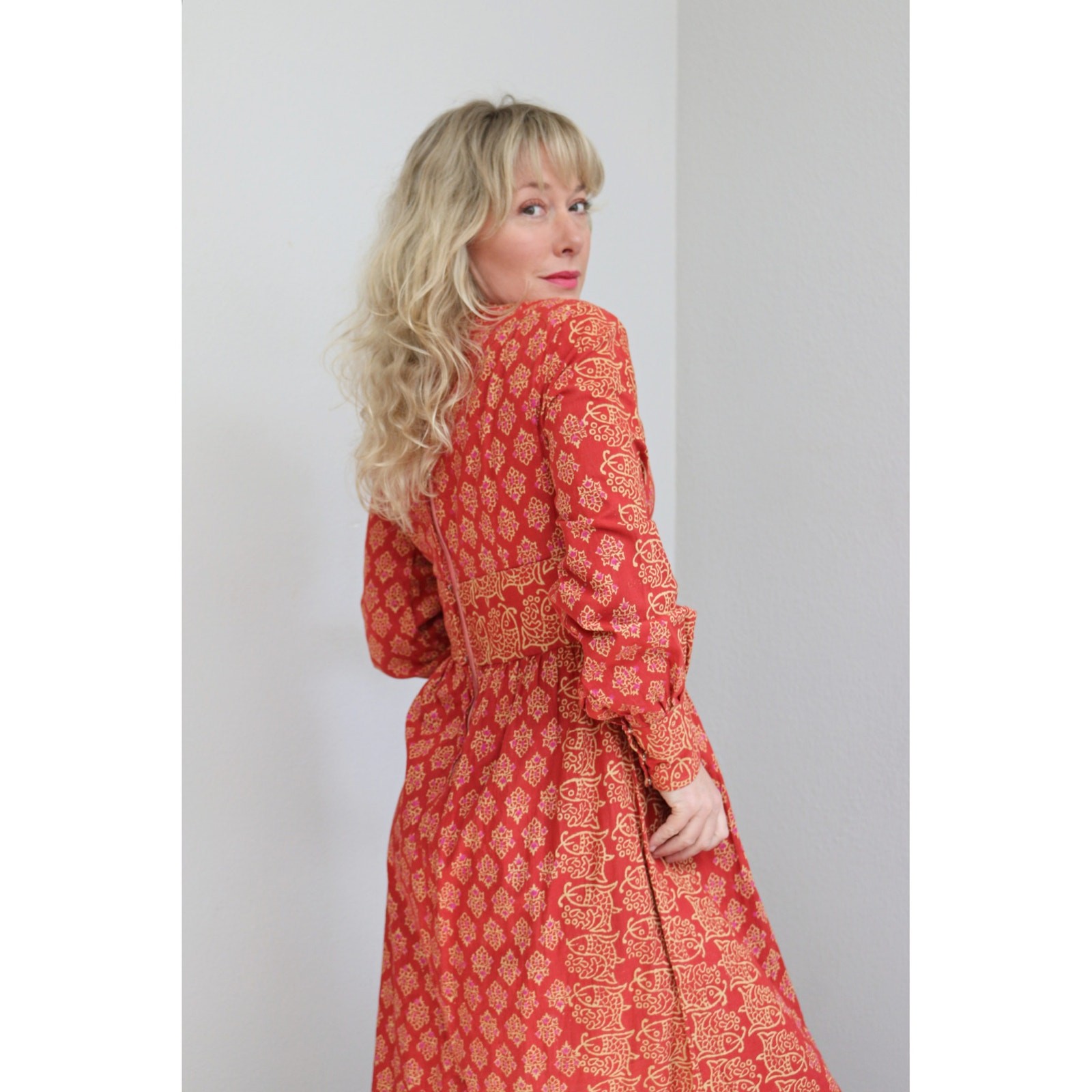 1970’s Vintage Indian Imported Batik Cotton Block Print Dress ~ Women’s XS SM