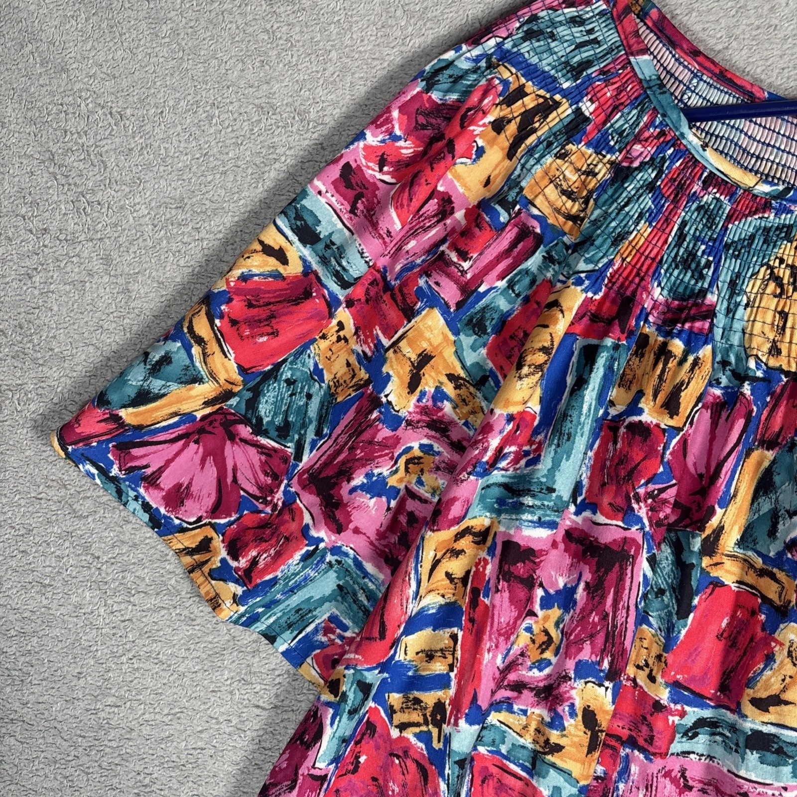 Just For Women Vintage 3X Muu Muu House Dress Pink Blue Abstract Floral USA