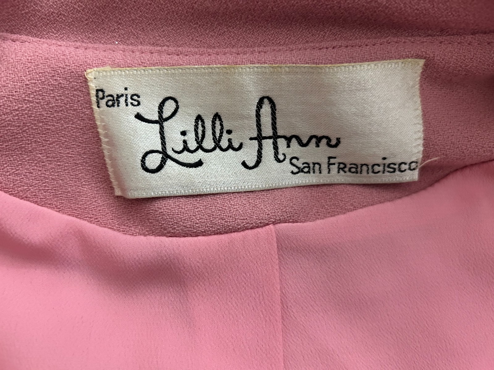 Vintage 1960’s Lilli Ann Paris San Francisco Pink Jacket Attached Bow Tie Coat M