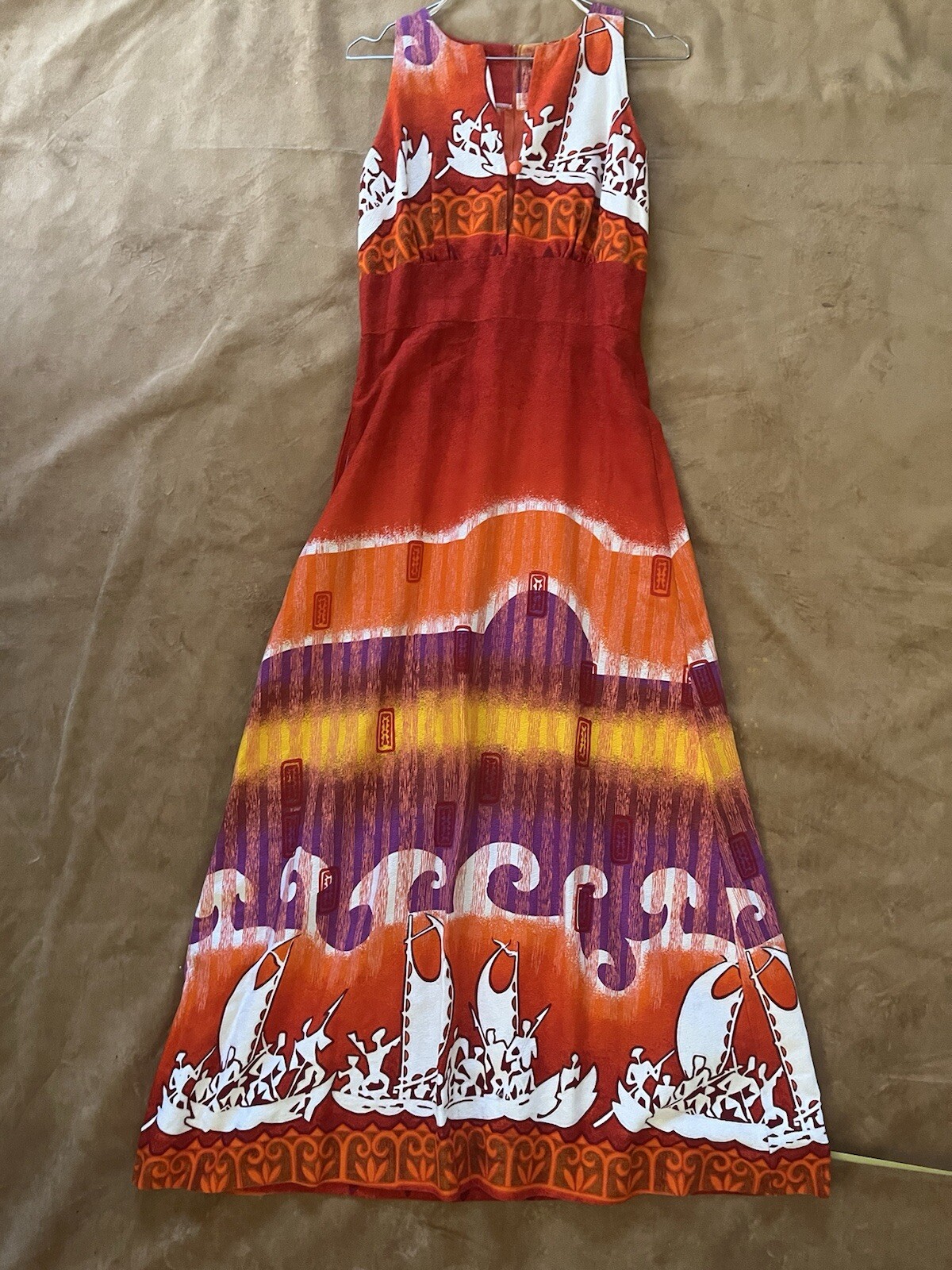 Vtg 70’S PENNEYS HAWAII Mod Cloth Long Dress • XS • EUC