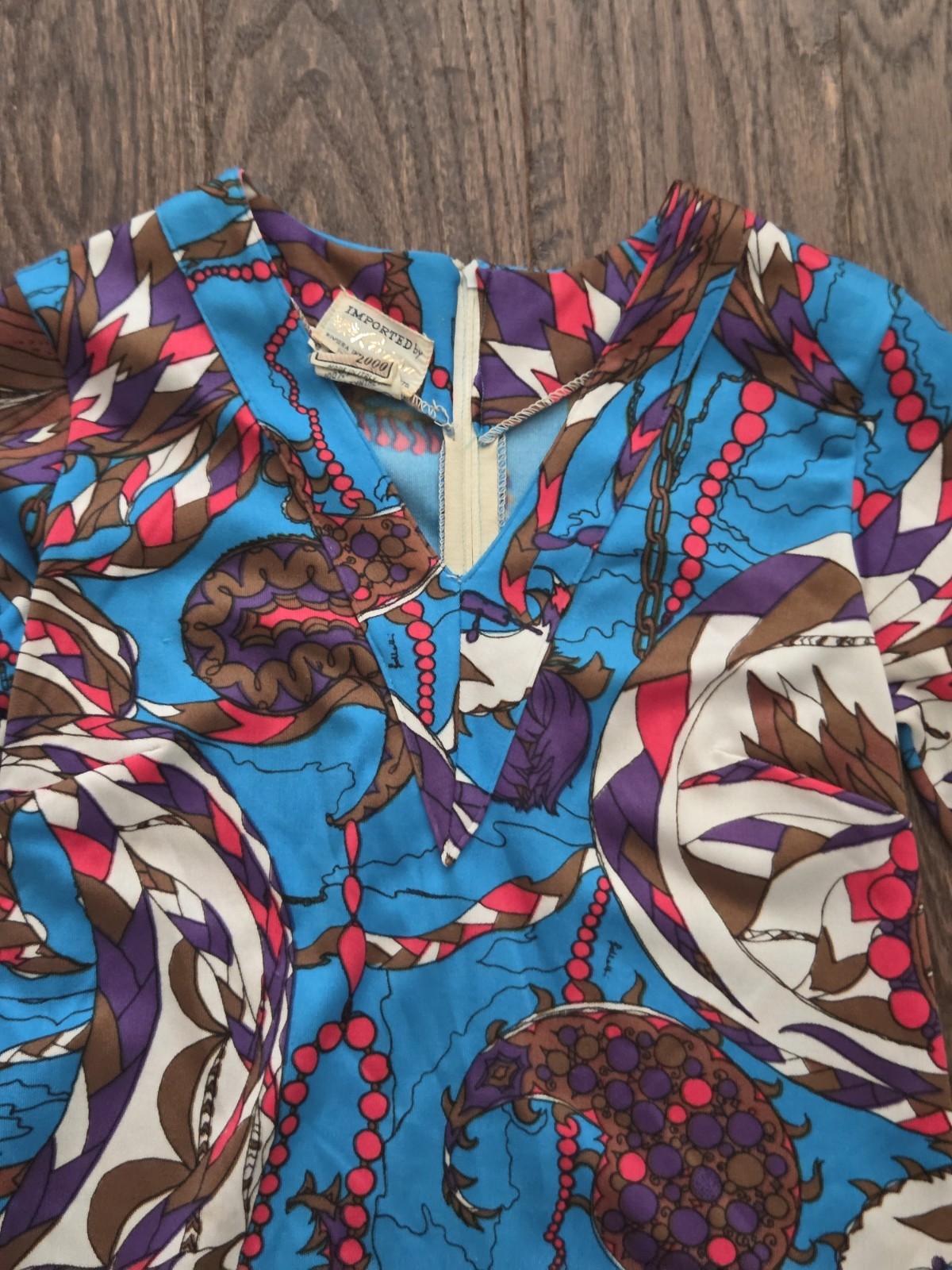Vintage 60s Imported by Riviera Psychedelic Mod Mini Dress Trevira 2000 Italy S