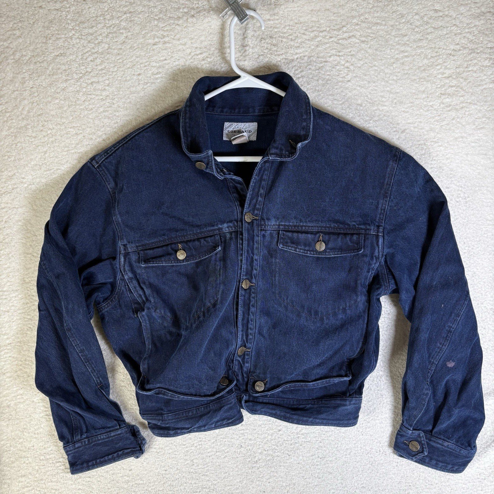 Vintage 90s Marithe Francois Girbaud Cropped Denim Jacket Womens Large Blue